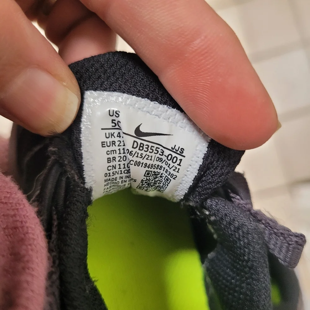 Nike Kids Crater Impact Black and Gray Sneakers with Green Accents